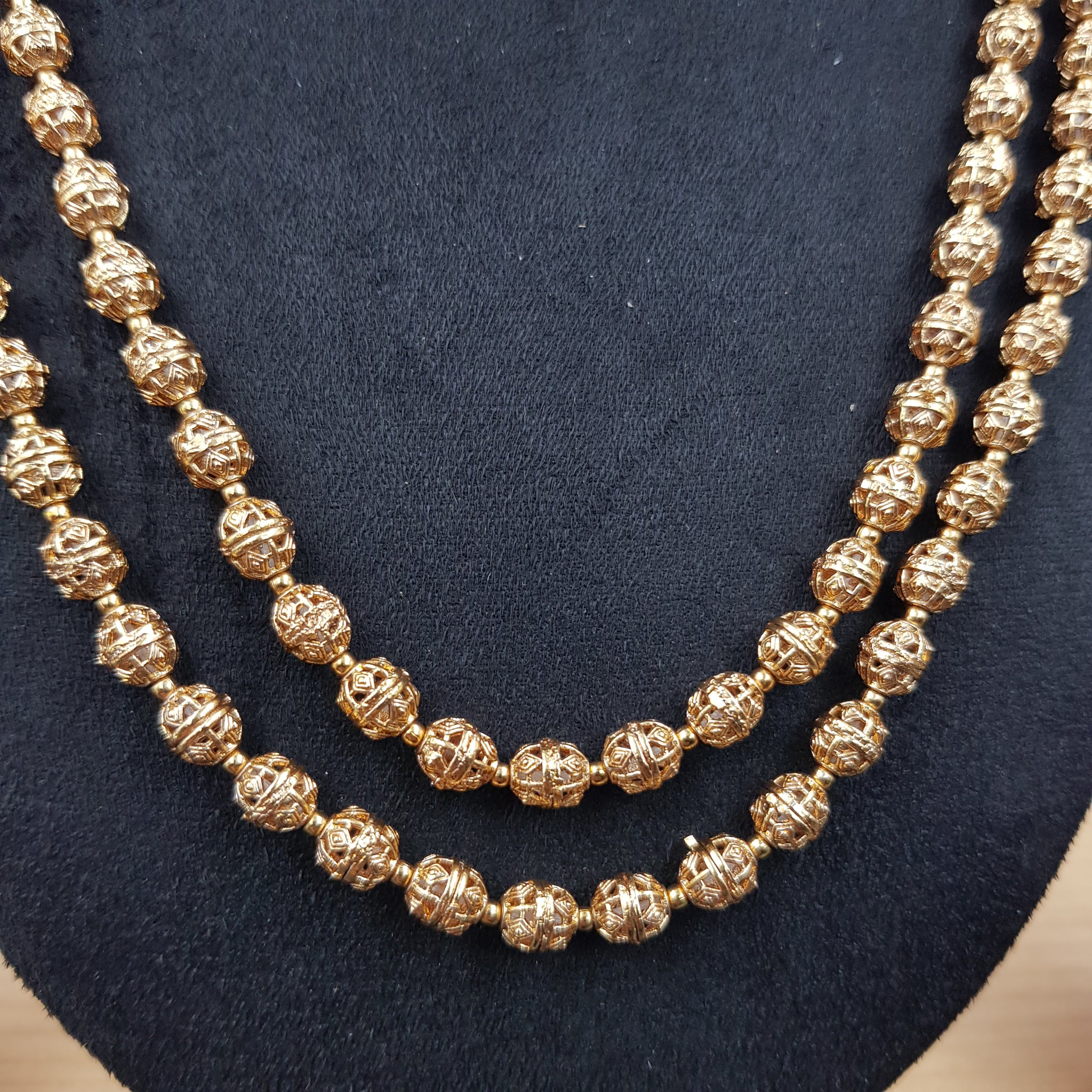 Antique Gold Plated 16 Inch Beads Mala Set 10041-28