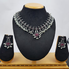 Round Neck Oxidized Necklace Set 9921-R