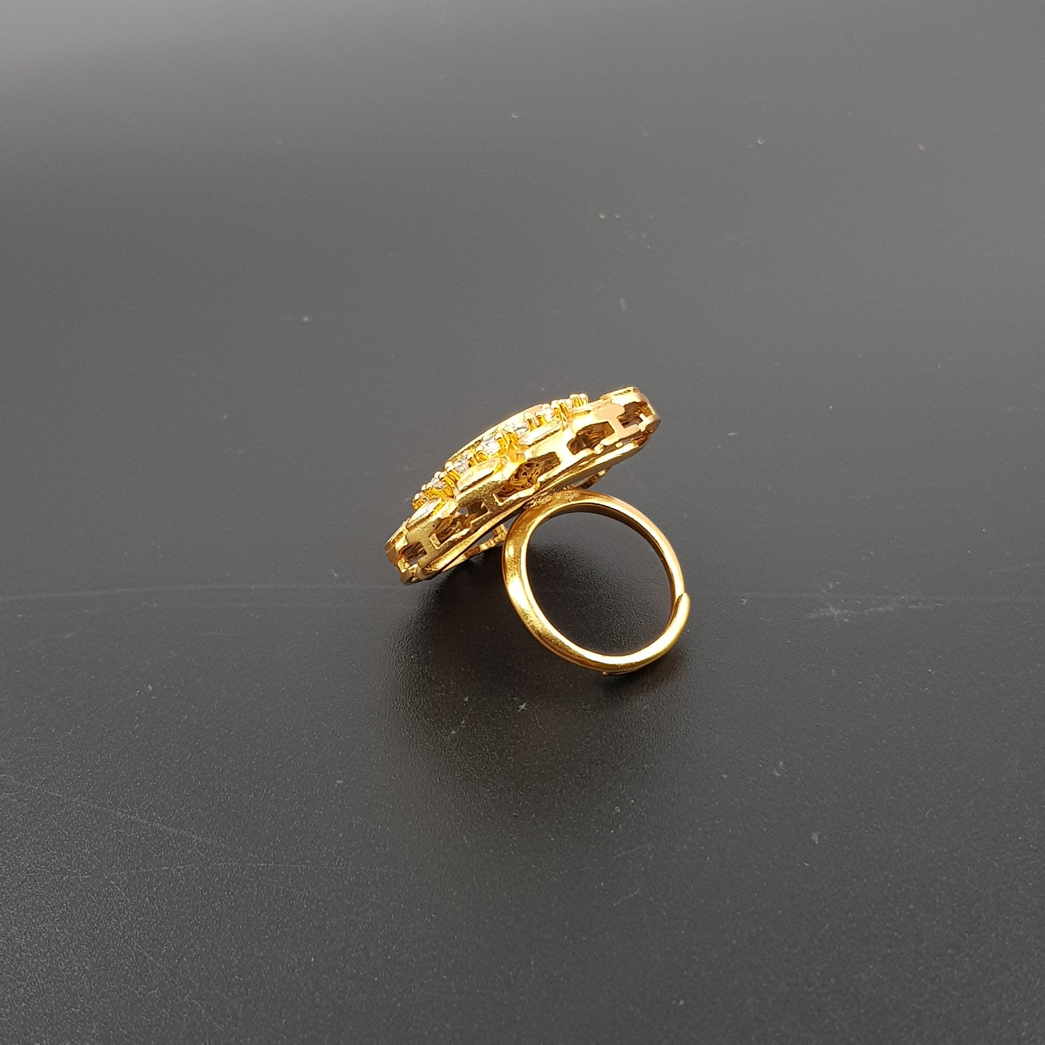 Gold Plated Kundan Adjustable Ring 9796-86