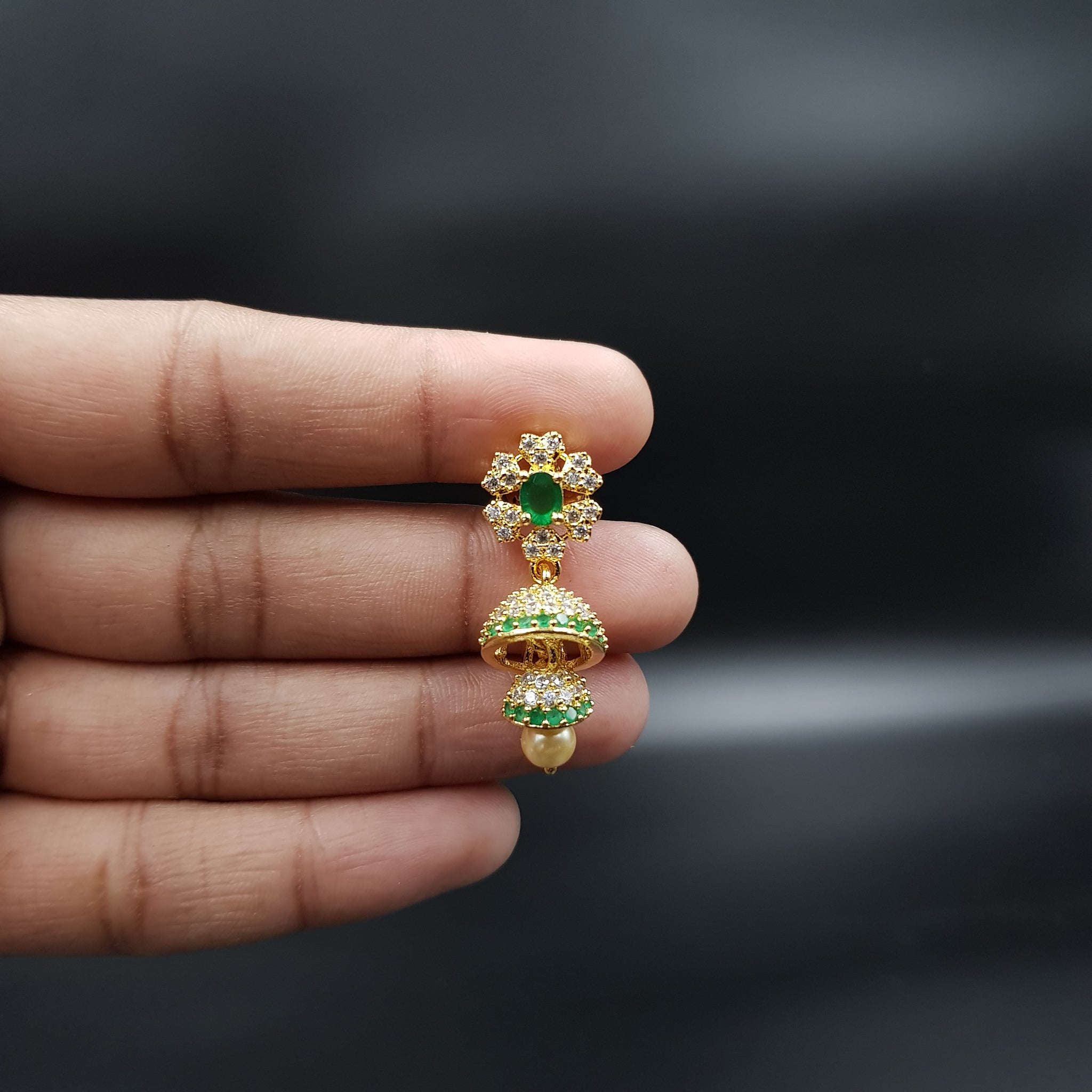 Jhumki Zircon/AD Earring 11180-33
