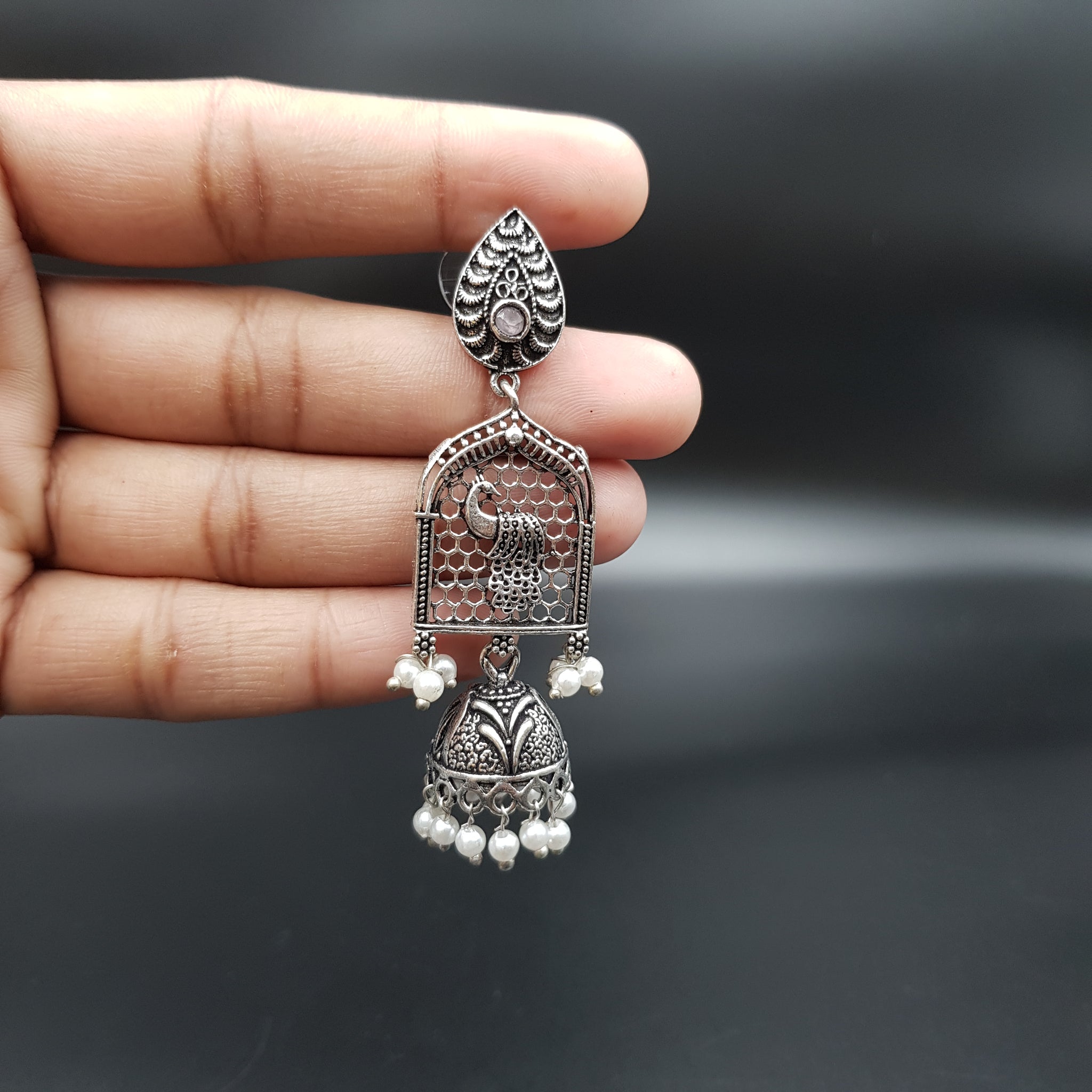 Jhumki Oxidized Earring 11298-28