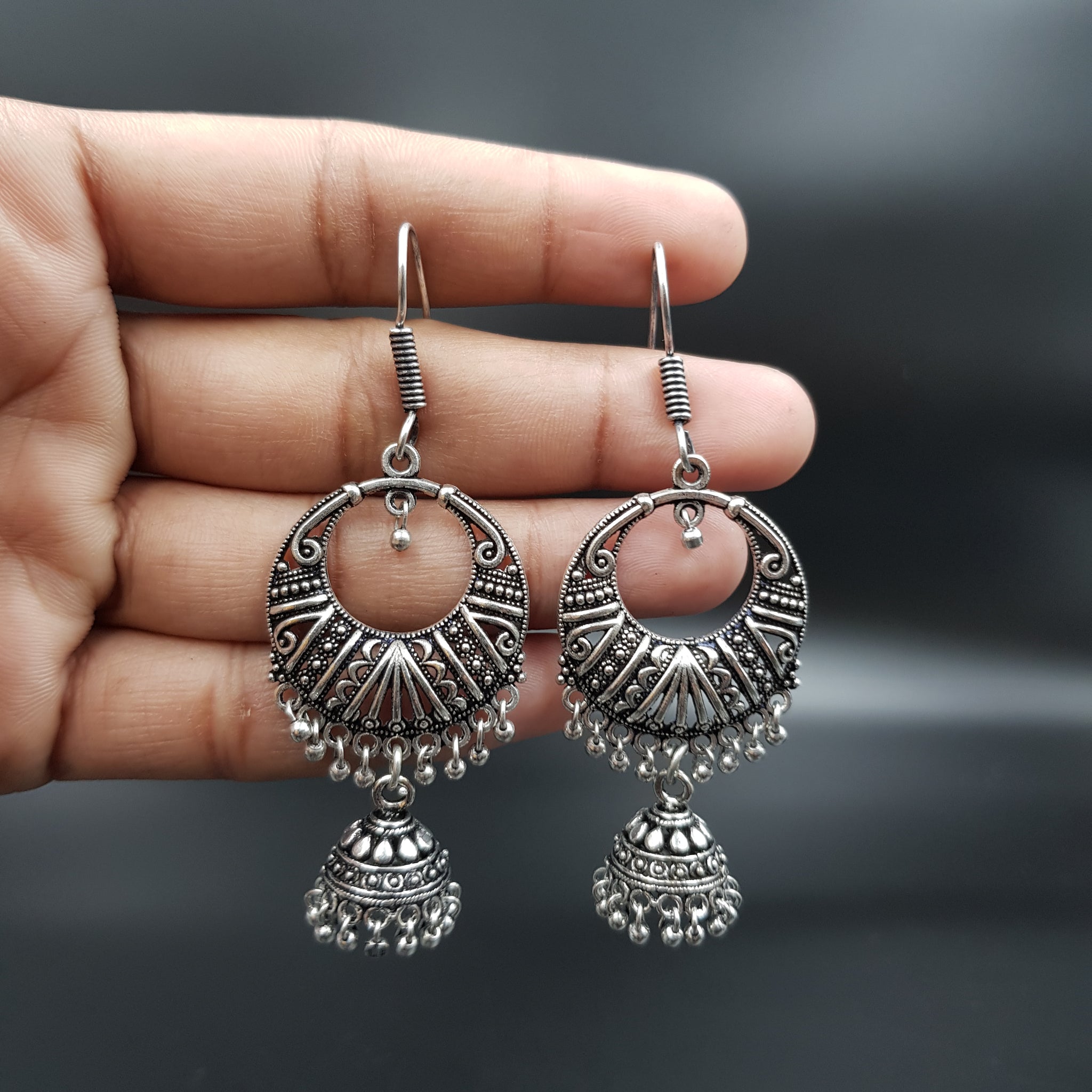 Jhumki Oxidized Earring 11296-28