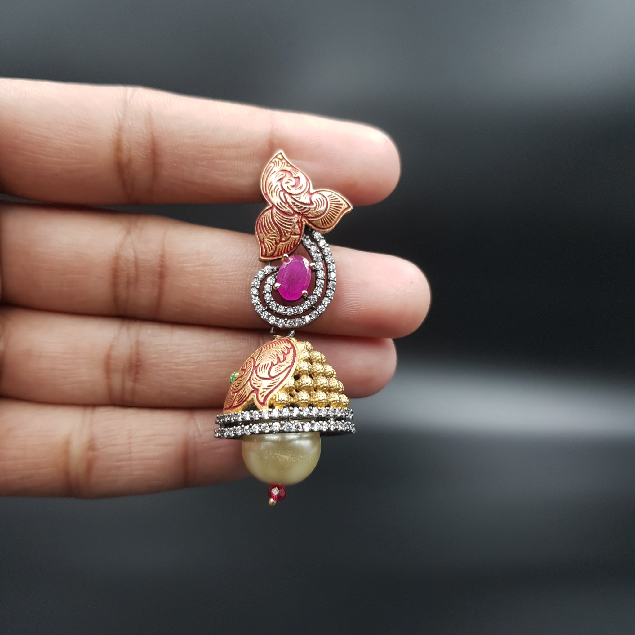 Jhumki Zircon/AD Earring 11401