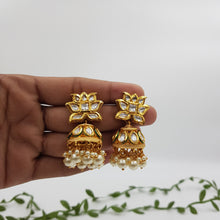White Kundan Jhumki 6393