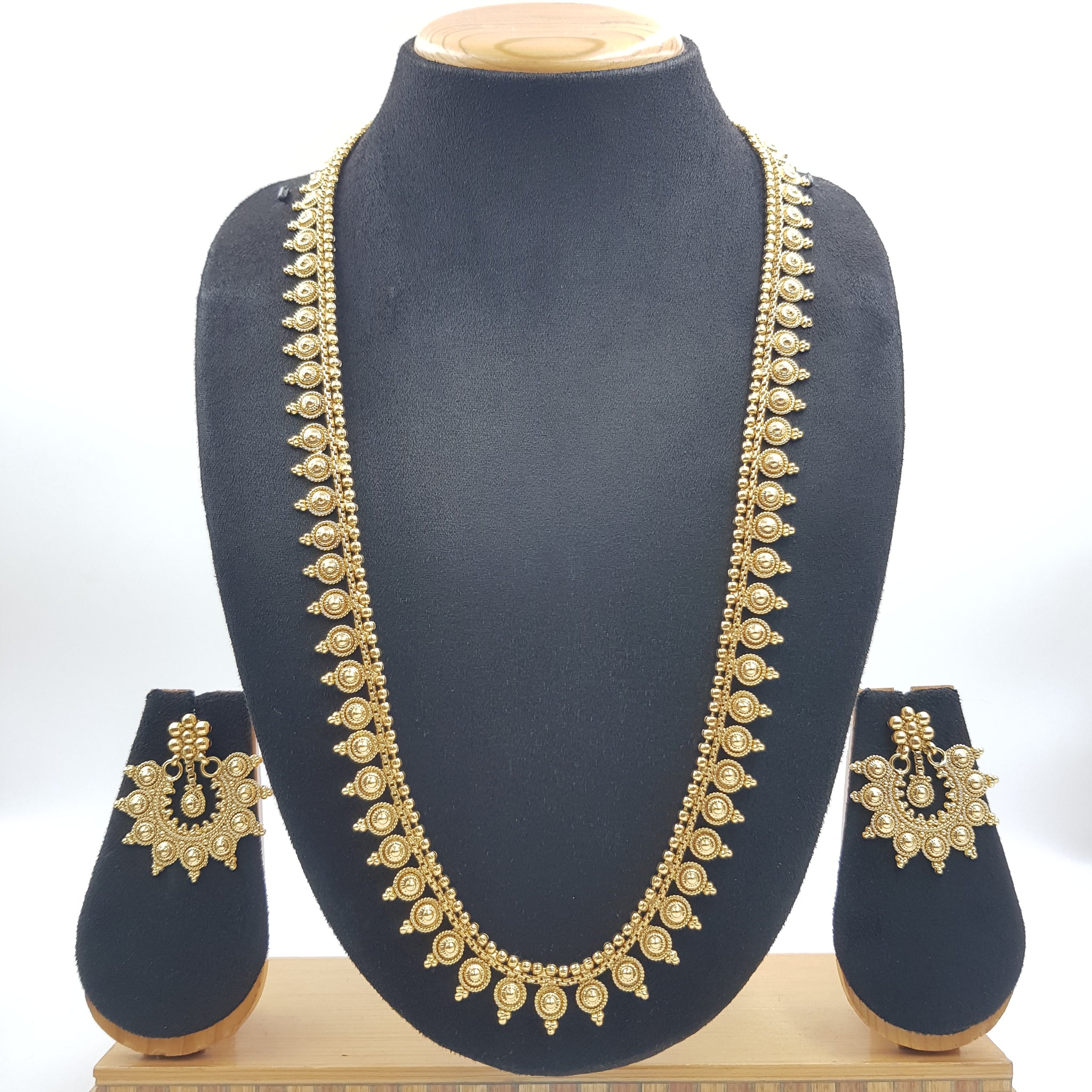 Long Neck Gold Look Necklace Set 7138-33