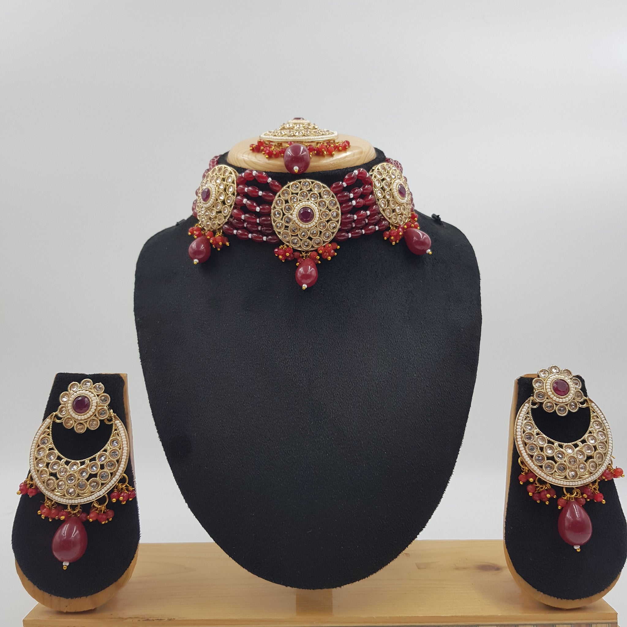 Ruby Gold Look Necklace Set