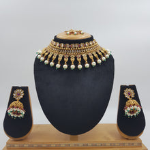 Polki Choker Set With Ruby Green Emerald Stones