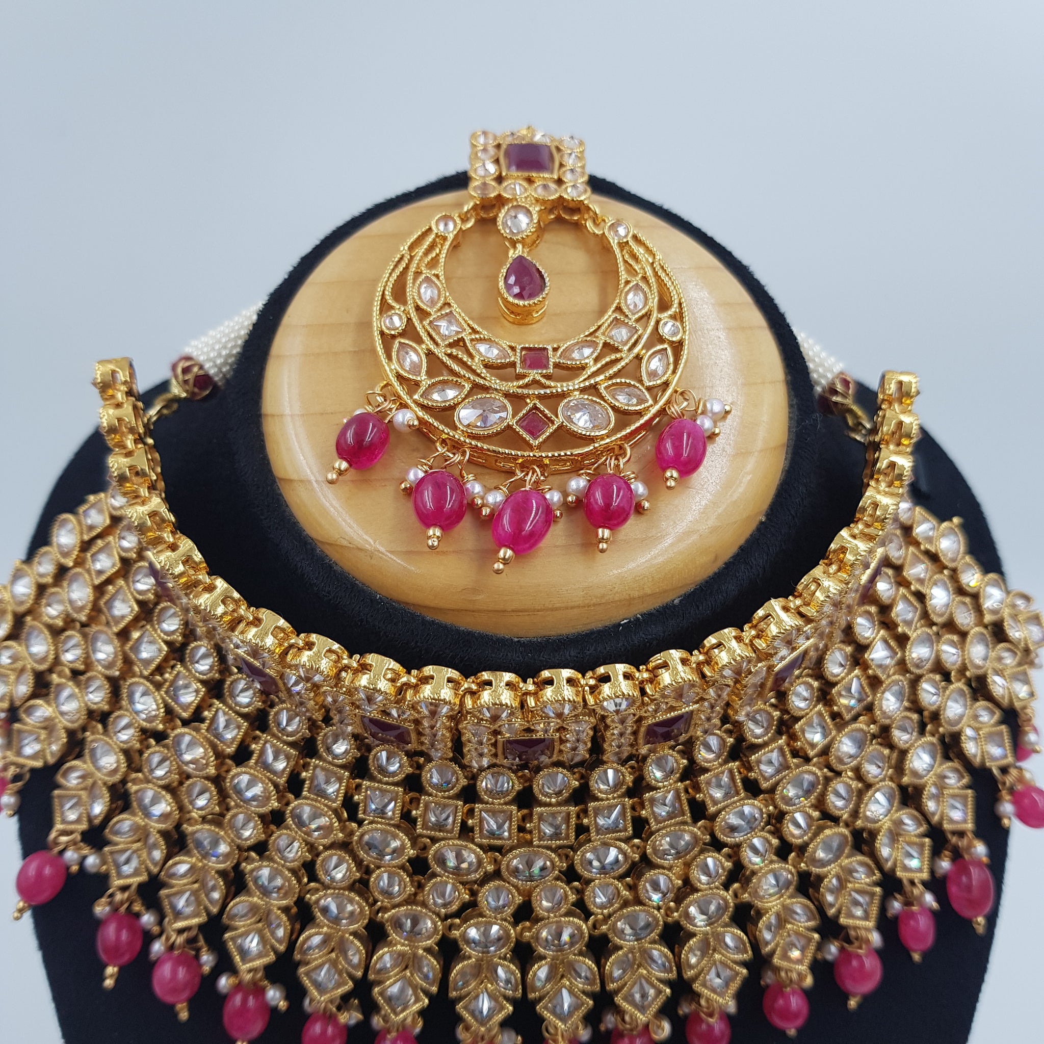 Ruby Gold Look Necklace Set 4982-9047