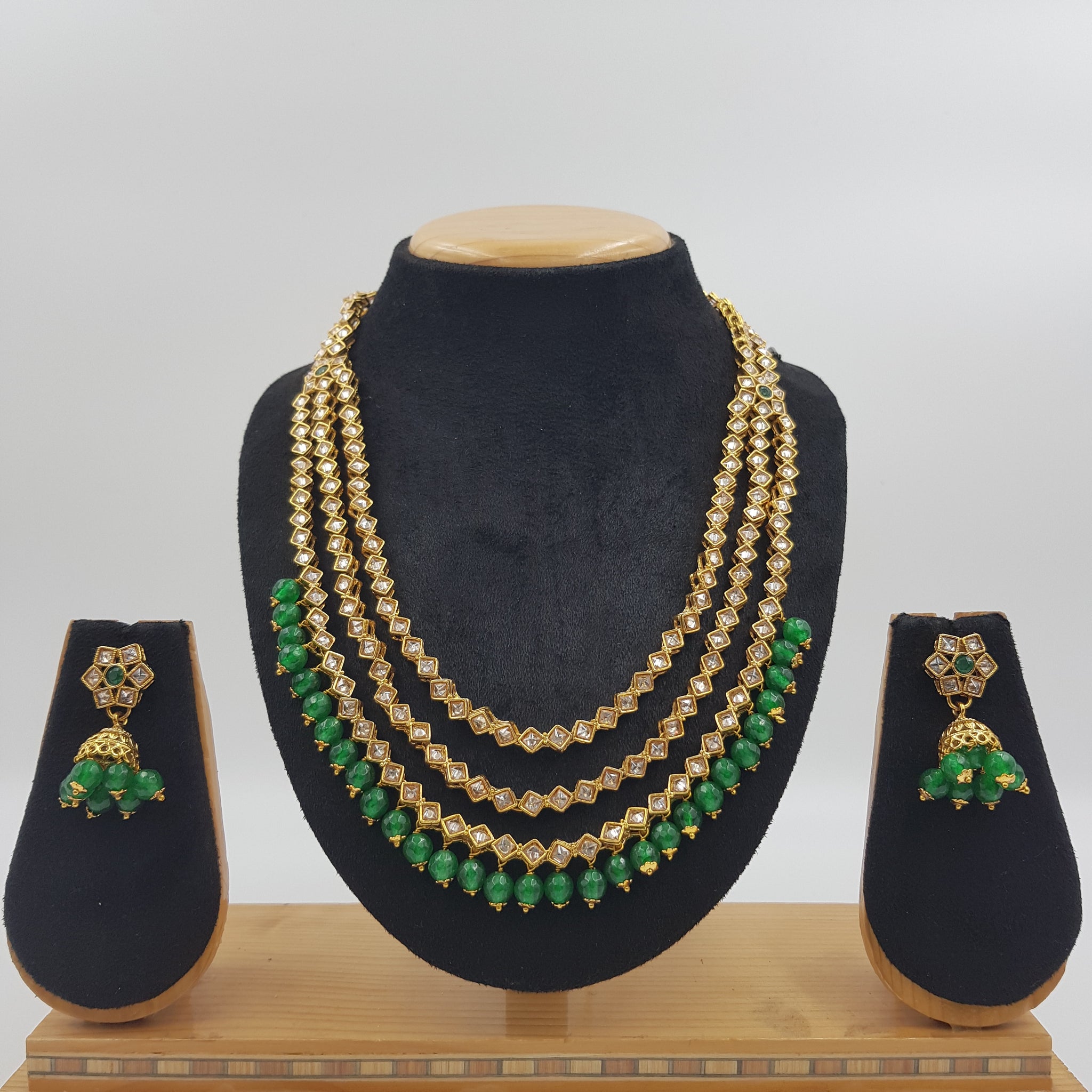 Green Gold Look Necklace Set 3759-36027