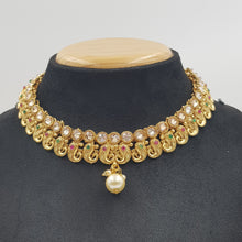 Ruby Green Gold Look Necklace Set