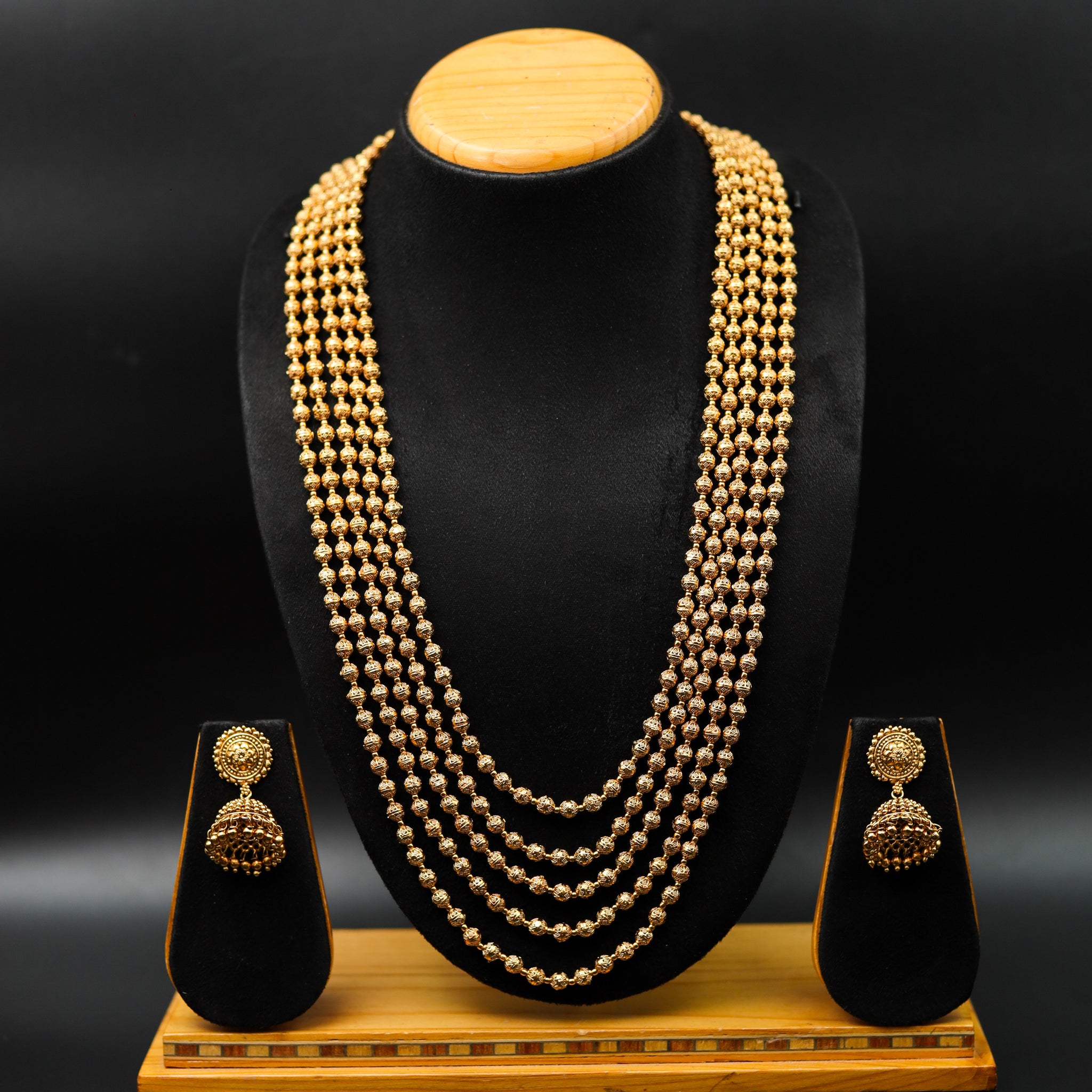 Antique Gold Plated 25 Inch Beads Mala Set 10048-28