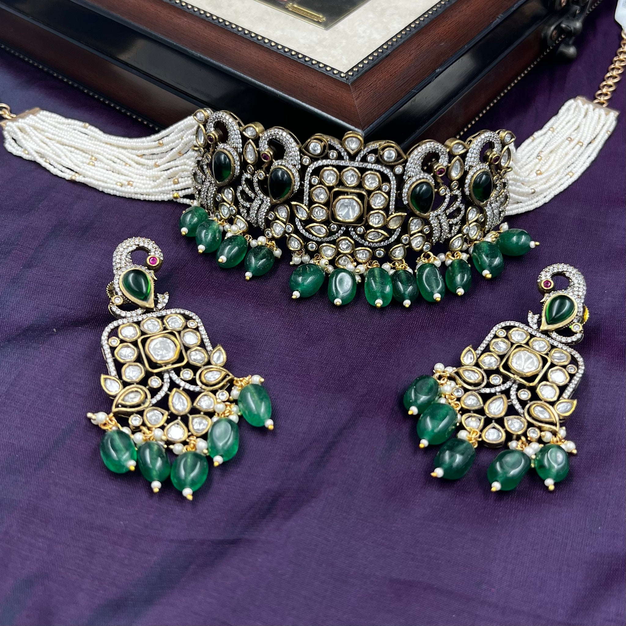 Sabyasachi Inspired Choker Kundan Necklace Set 10579-87