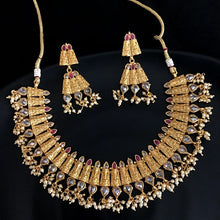 Gold Plated Round Necklace Set 5014-9079 - Dazzles Jewellery