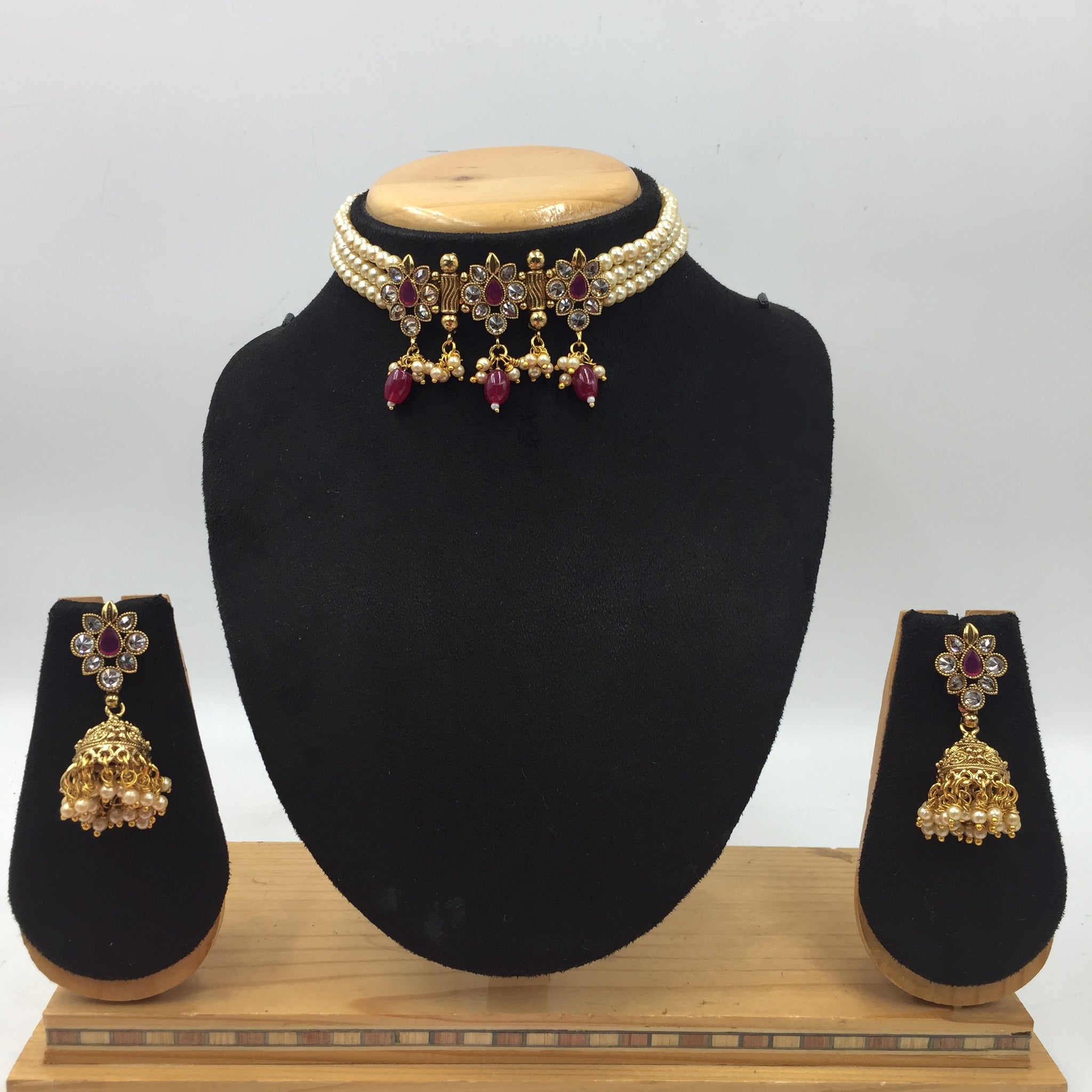 White Polki Necklace Set 10473-6093