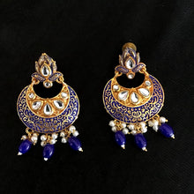 Blue Kundan Chandbali Earring 6985-0252