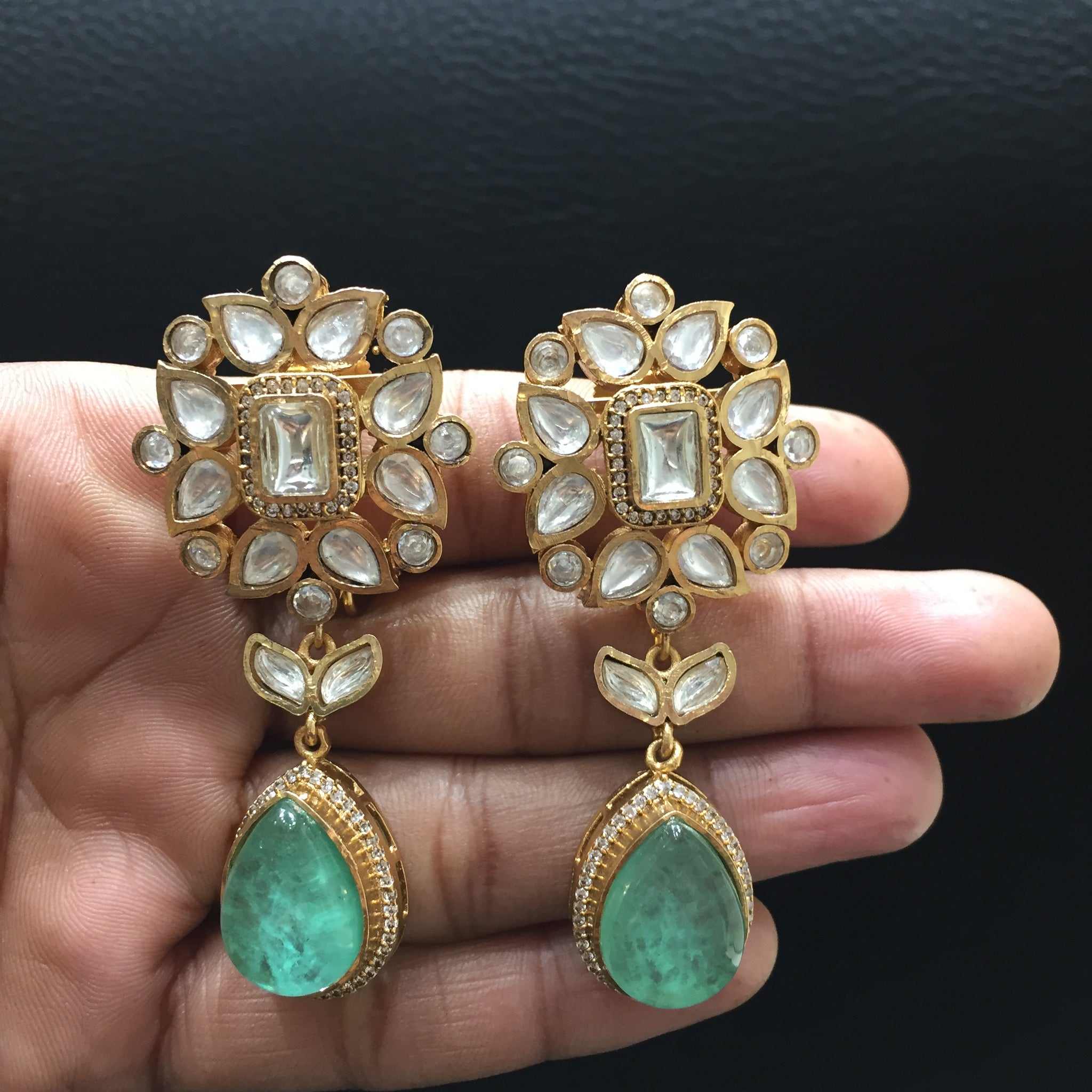 Sabyasachi Inspired Moissanite light Kundan Earring 16824-87