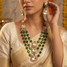 Layered Moissanite Round Neck Kundan Necklace Set 19767-87