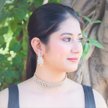 Mint Green Zircon/AD Choker Set 15939-3086 - Dazzles Jewellery