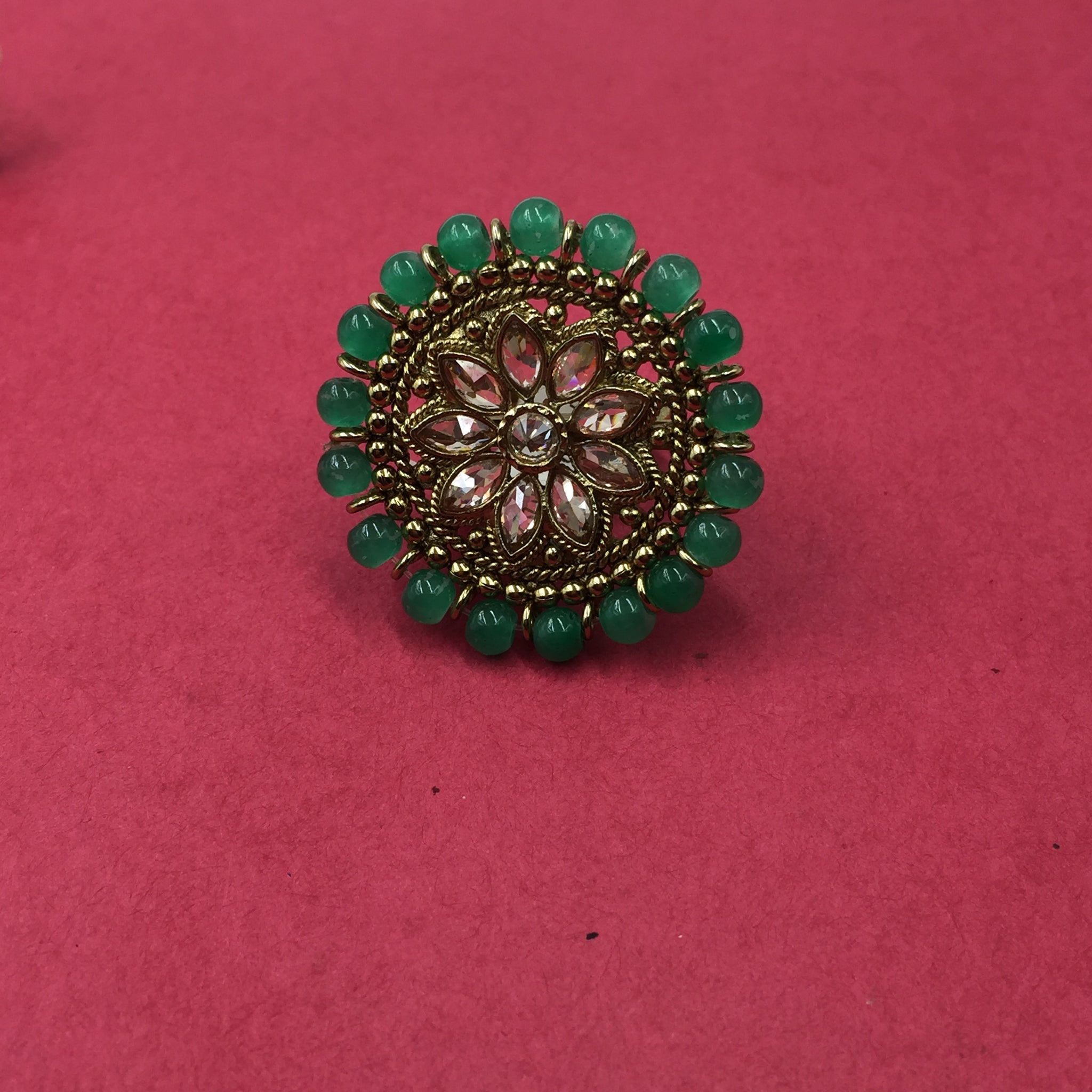 Antique Cocktail Adjustable Green Ring 3170-7235