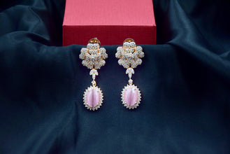 Rose Gold Zircon/AD Earring 5483-69 - Dazzles Jewellery