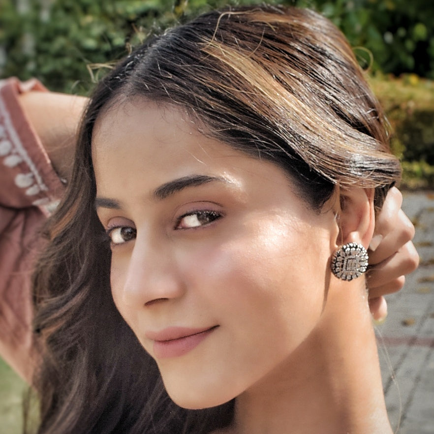 Silver Polish Zircon/AD Earring 6720-69 - Dazzles Jewellery
