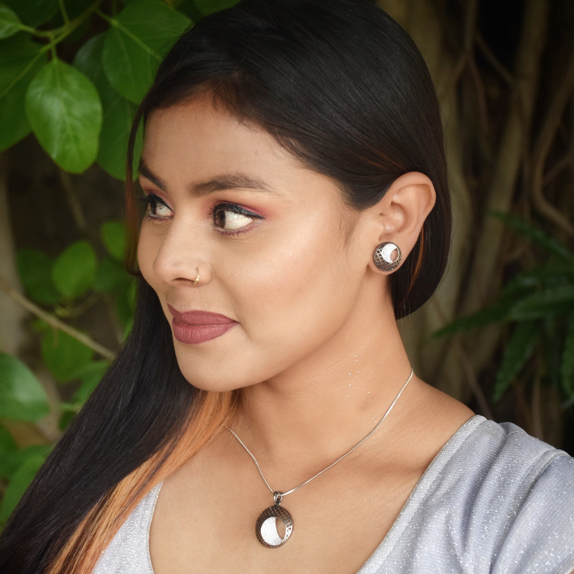 Black Zircon/AD Pendant Set 16377-3524 - Dazzles Jewellery