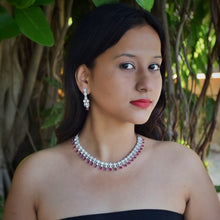 Ruby Zircon/AD Necklace Set 18499-5681 - Dazzles Jewellery