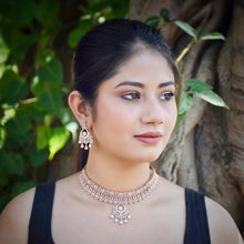 Rose Gold Zircon/AD Necklace Set 14315-1405 - Dazzles Jewellery