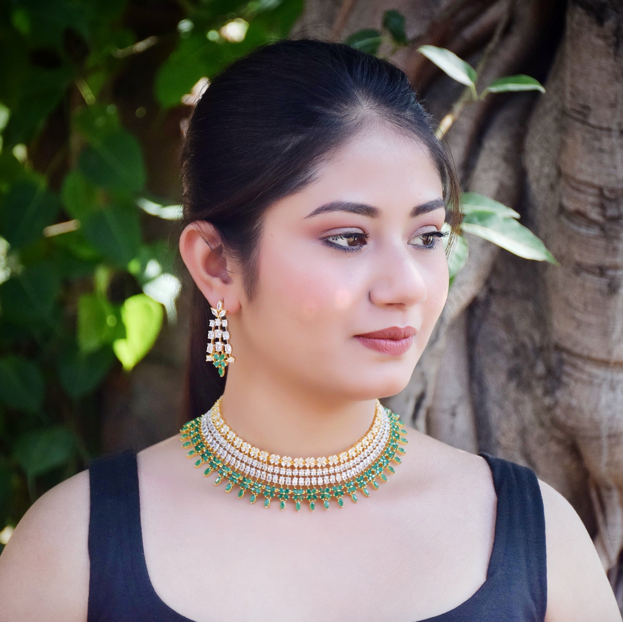 Zircon/AD Choker  Set 8496-100 - Dazzles Jewellery