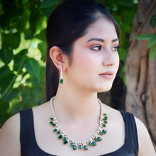 Green Zircon/AD Necklace Set 14426-1516 - Dazzles Jewellery