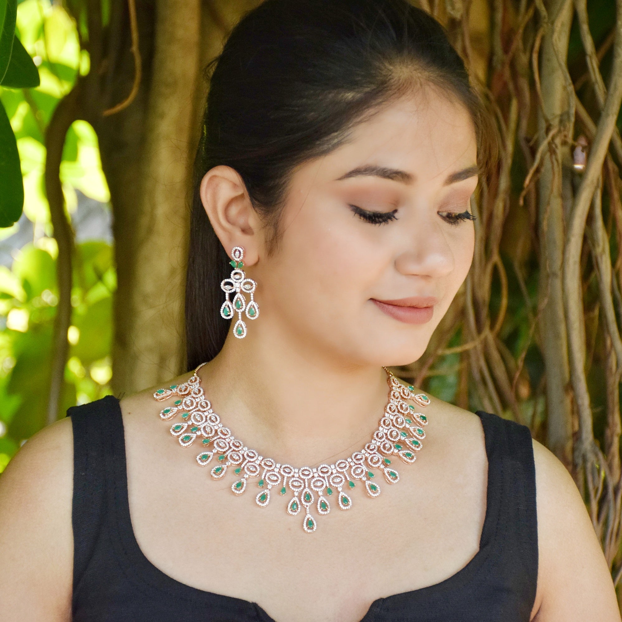 Buy Zircon AD Necklace Set 1182 69 Online 6881175928885 Dazzles Jewellery