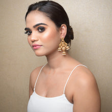 Antique  Gold Polish Temple Jhumki 12884-9471 - Dazzles Jewellery