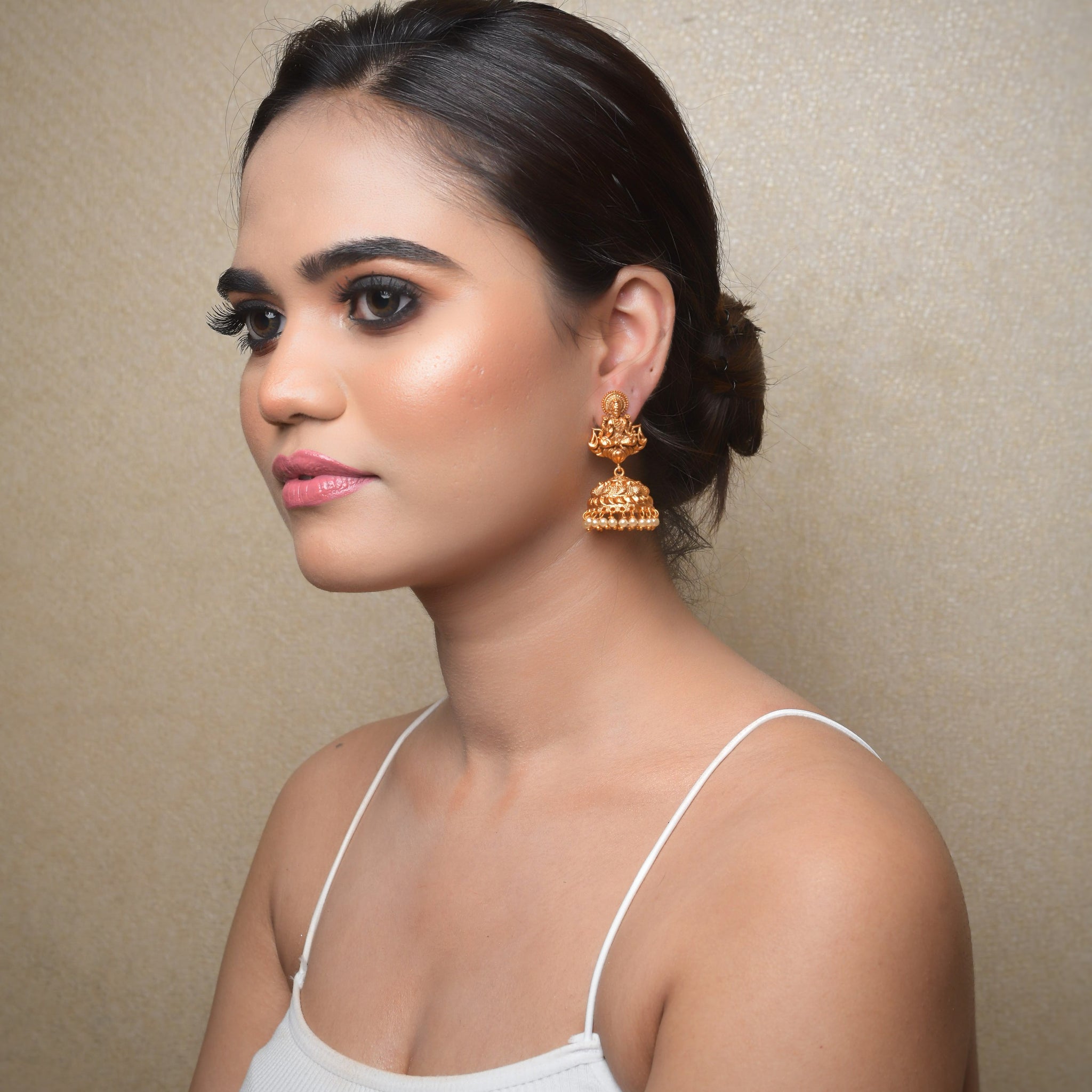 Antique gold look Temple jhumki 9213-100 - Dazzles Jewellery