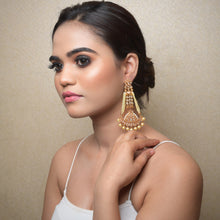 Gold Plated Stone Long Earring 8645-2648 - Dazzles Jewellery