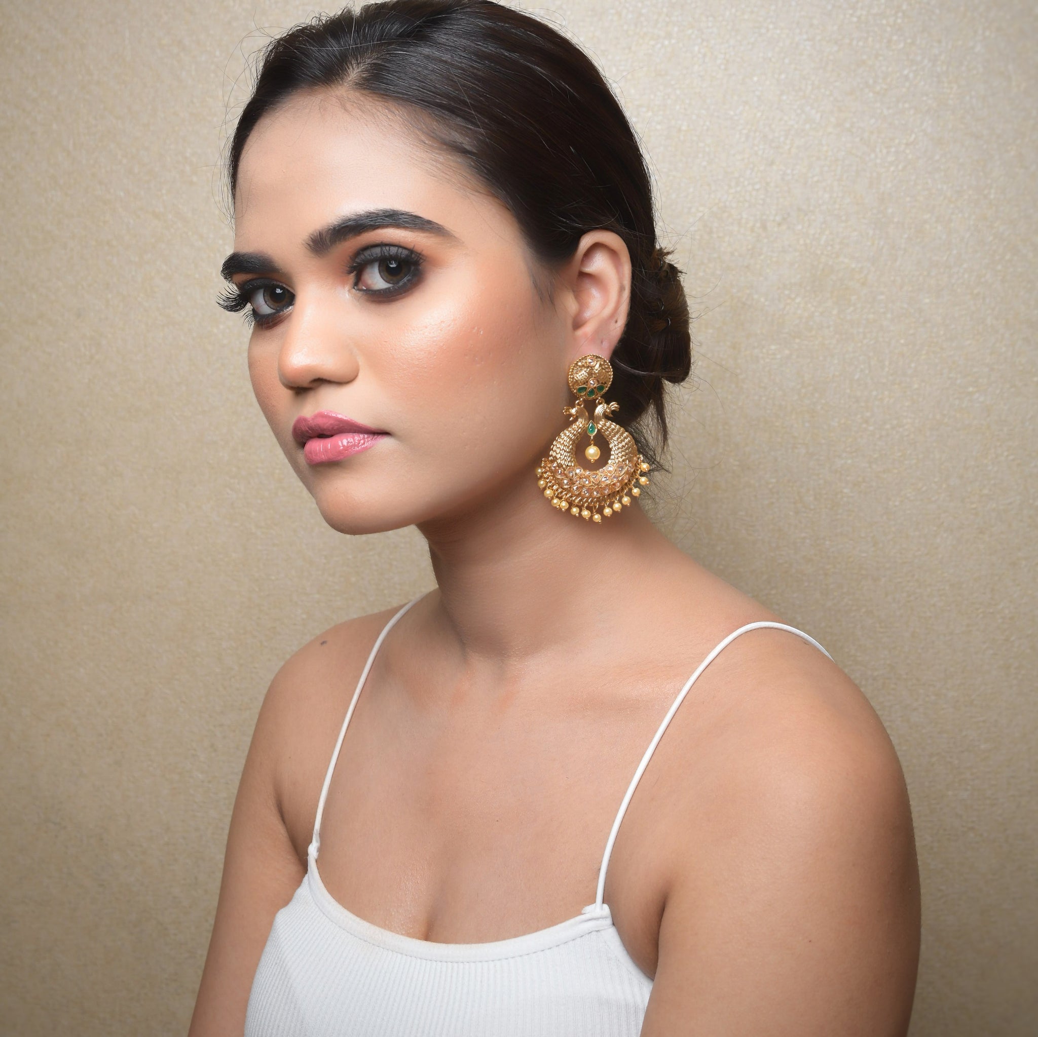 Chandbali Gold Look Earring 9181-100 - Dazzles Jewellery