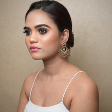 Green Color Gold Plated Chandbali Earring 8637-2627 - Dazzles Jewellery