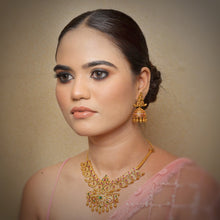 Ruby Green Gold Look Necklace Set 16697-3844 - Dazzles Jewellery