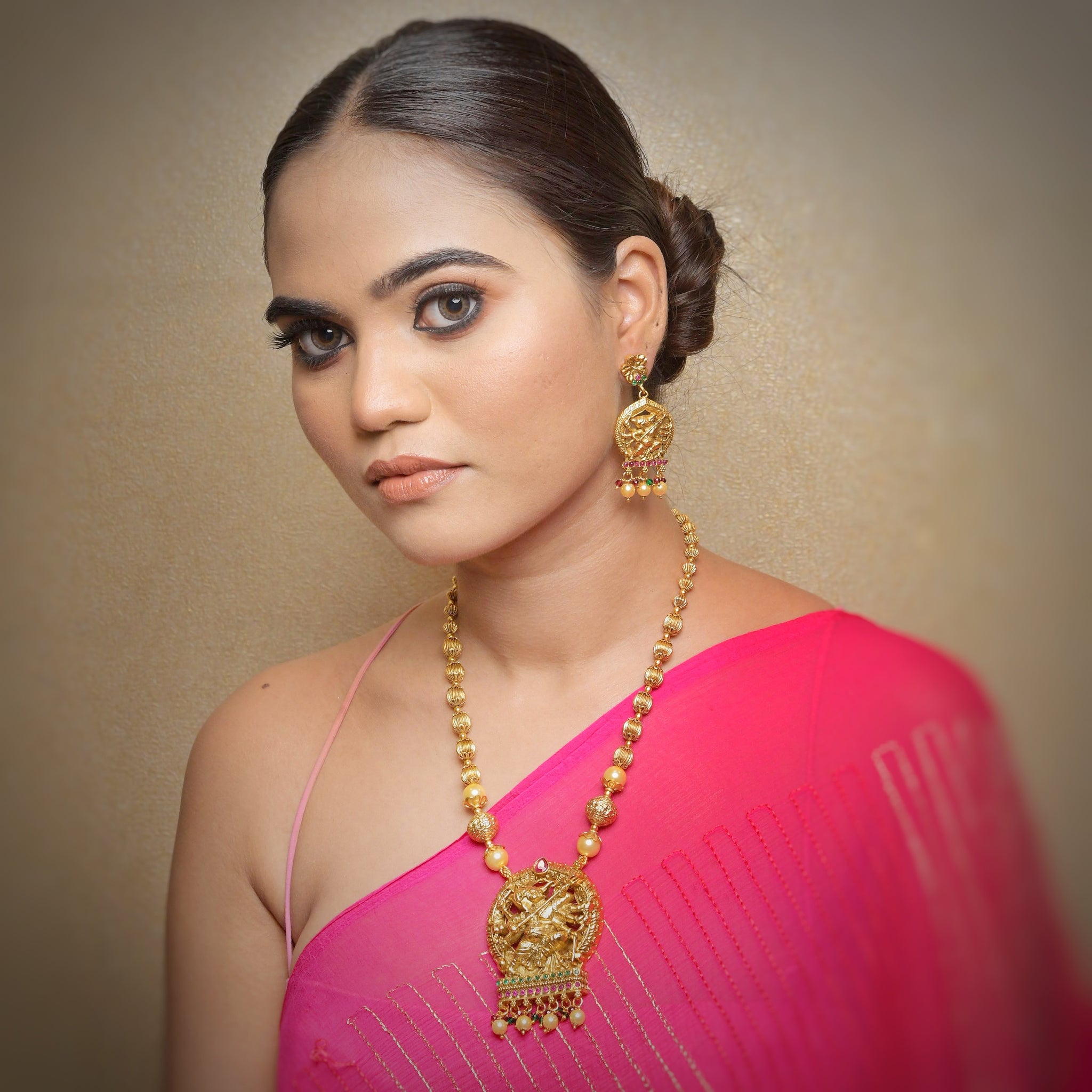 Medium Size Temple Pendant Set 9068-100 - Dazzles Jewellery
