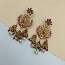Ruby Color Gold Plated Danglers 2772-6837