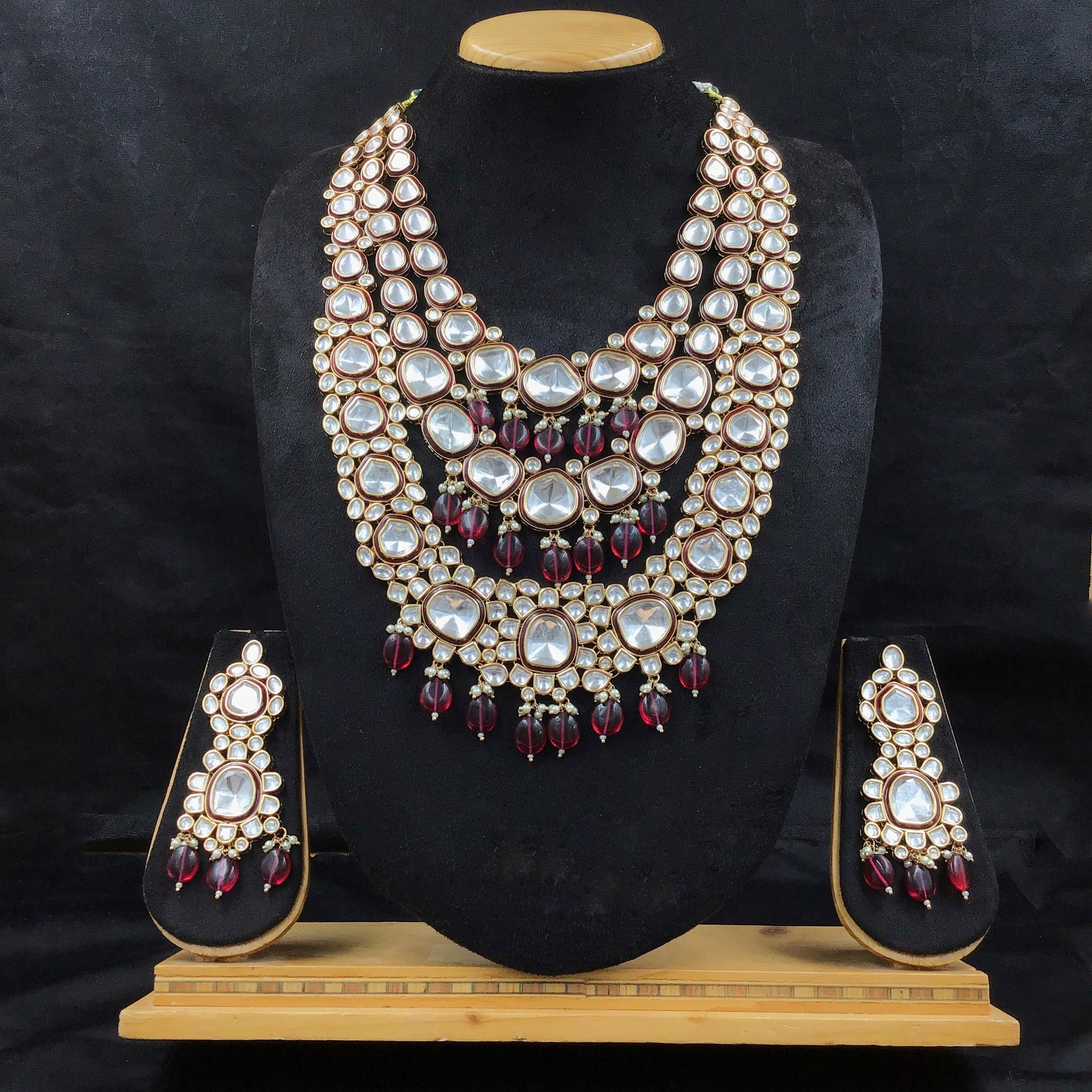 Long Neck Kundan Necklace Set 10157-28