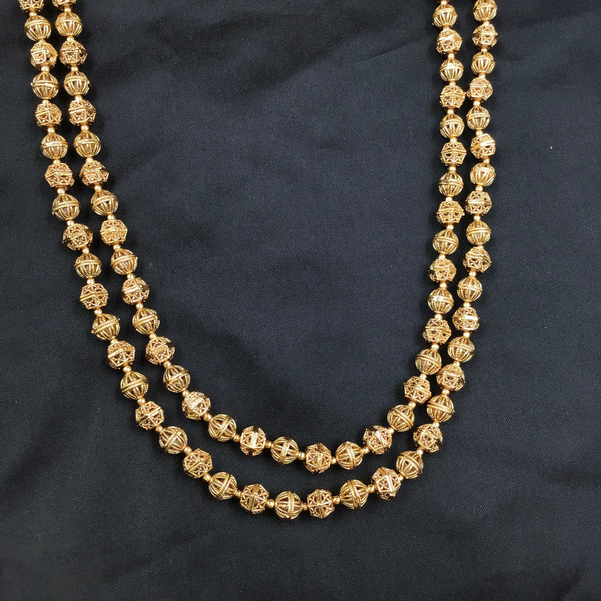 Antique Gold Plated 15 Inch Beads Mala Set 10038-28