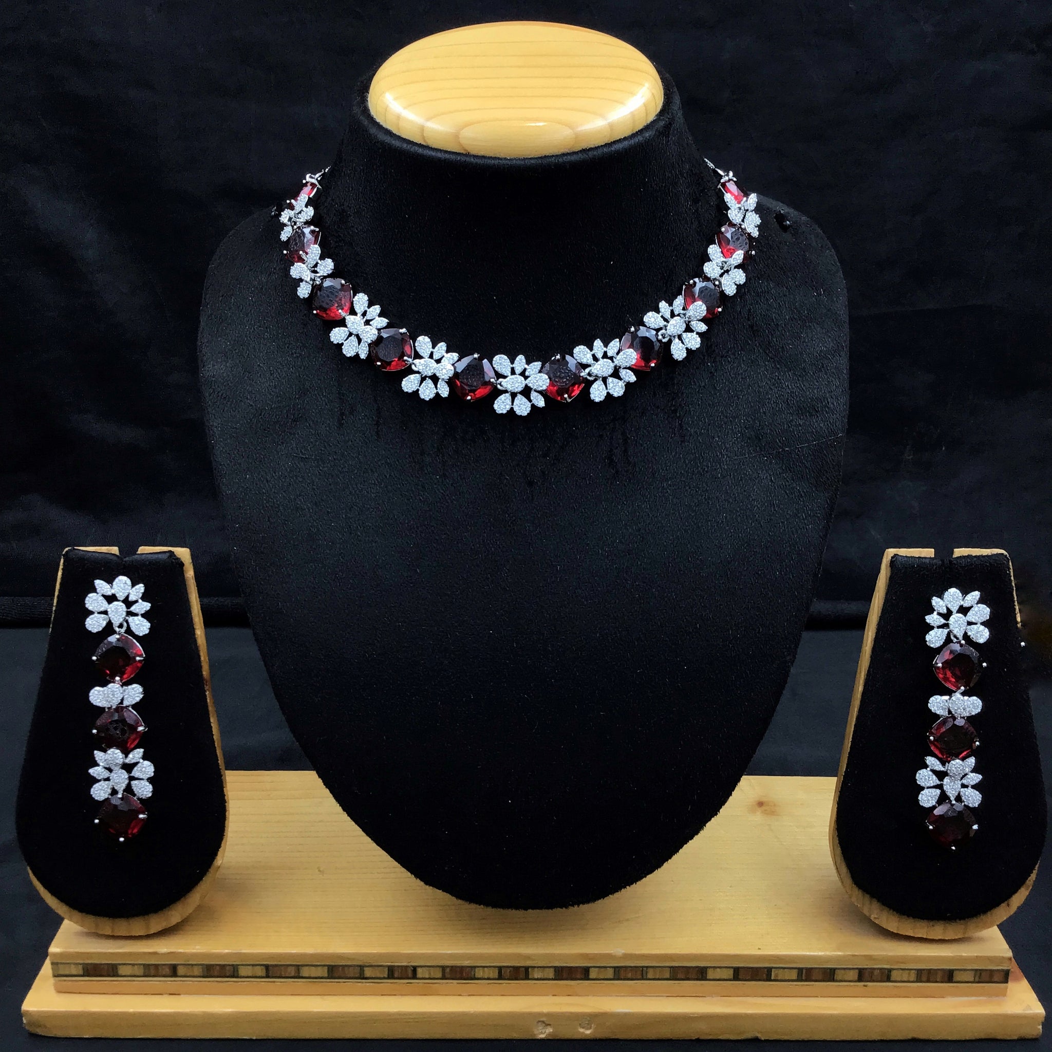 Round Neck Zircon/AD Necklace Set 10810-69