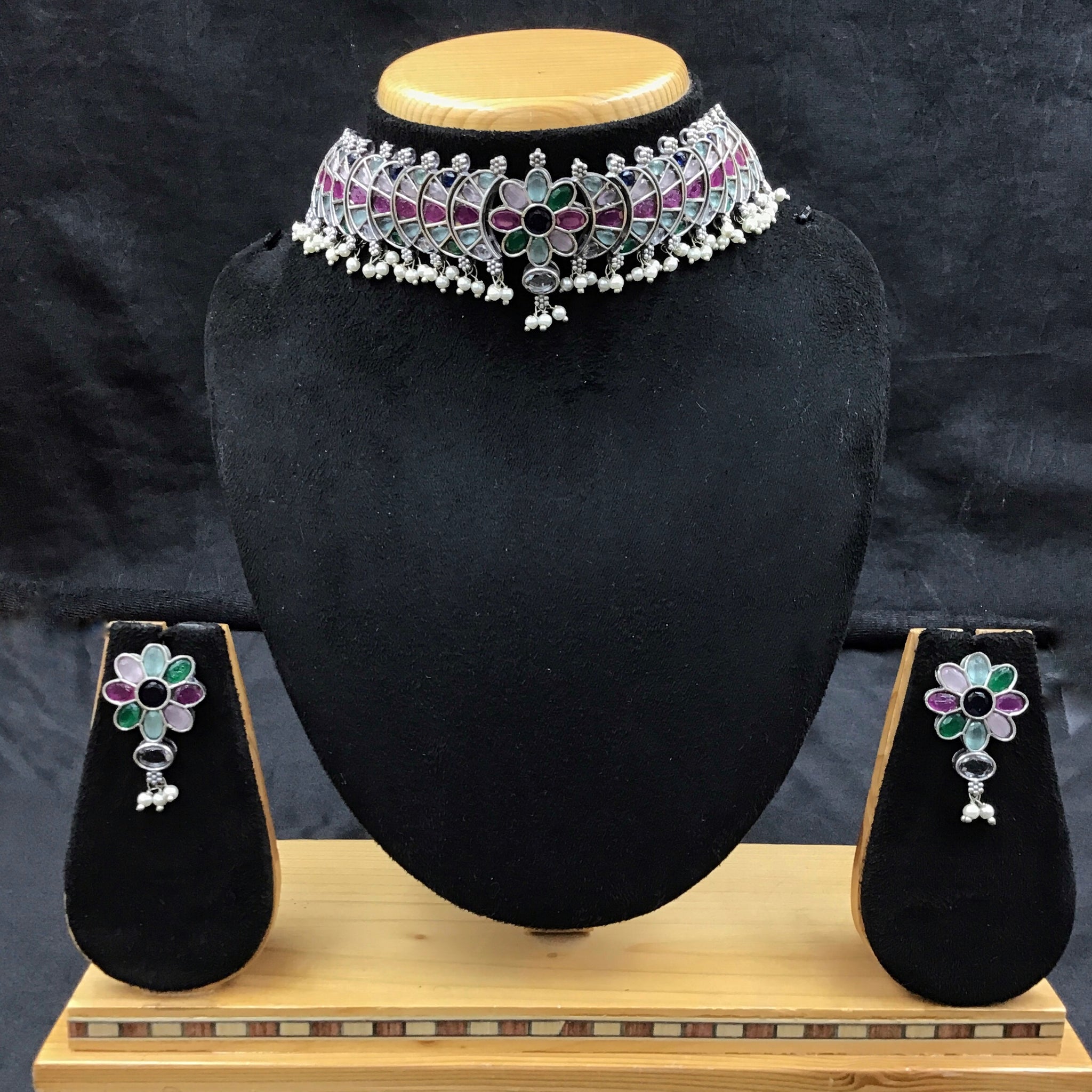 Oxidized Necklace Set Choker 10954-59