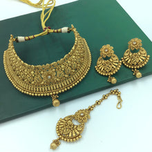 Antique Gold Plated Choker Necklace Set 10002-28