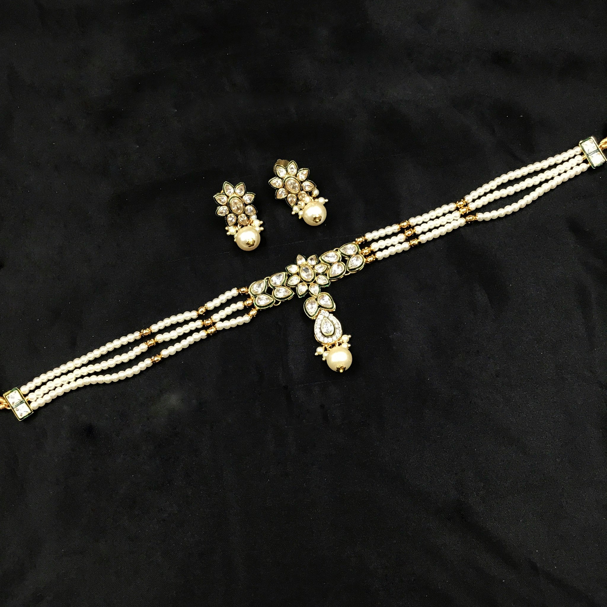 White Polki Necklace Set