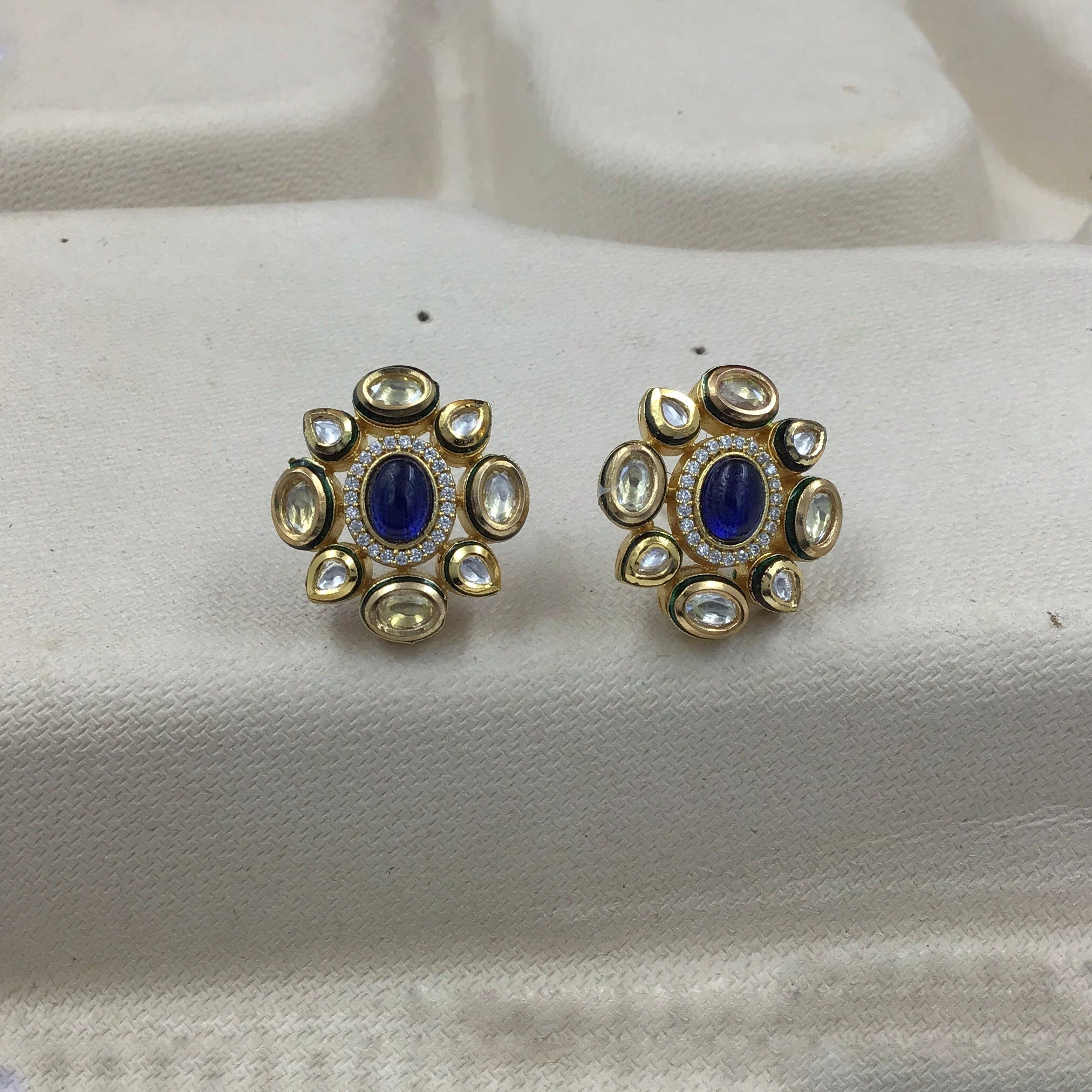 Blue Kundan Earring 9129