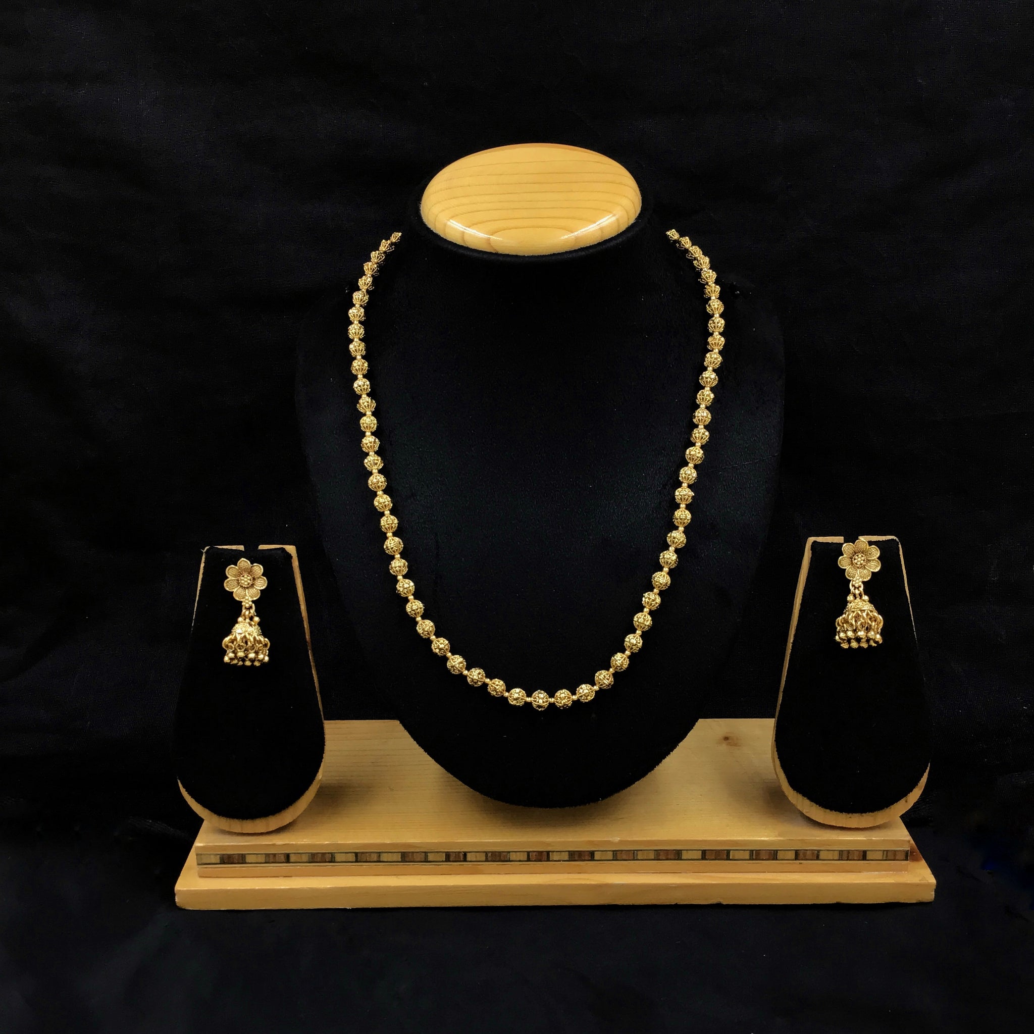 Gold Look Pearl Necklace Set 11003-21