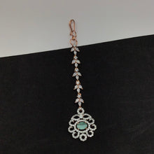Zircon/AD Mint Green Maang Tikka 13966-1057