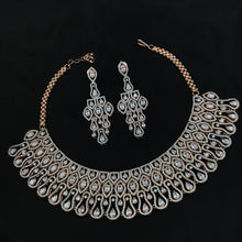 Rose Gold Zircon/AD Necklace Set 18455-5637