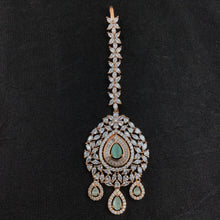 Zircon/AD Mint Green Maang Tikka 12402-8827